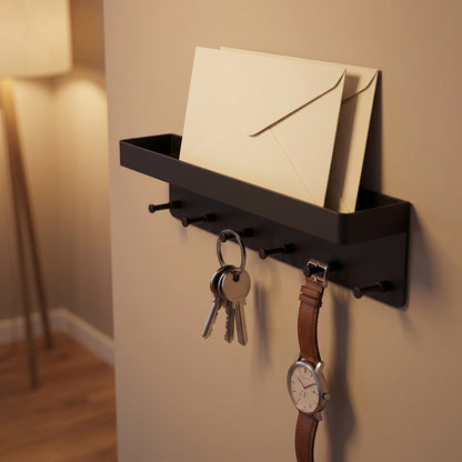 Entryway organizer in warm evening light